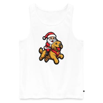 Golden Retriever Dog Santa Claus Cartoon Lusti - Men's Premium Organic Tank Top - white - Front - Michal (187cm)
