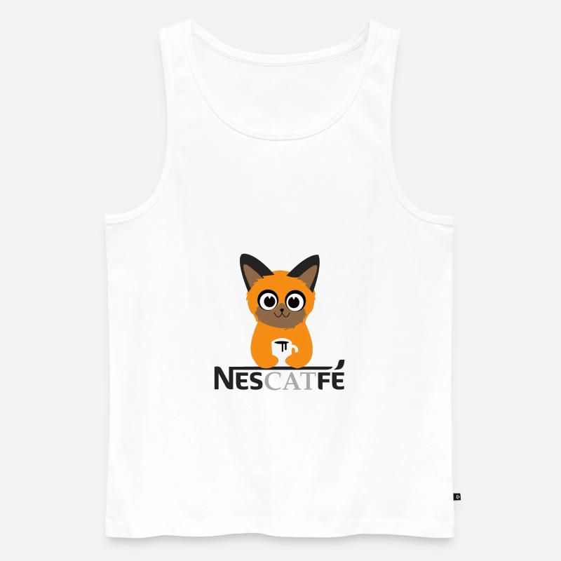 Katze Kaffe Nescatfe Geschenkidee - Männer Premium Bio Tank Top - Weiß