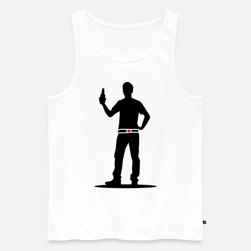 Drinking Bier Silhouette - Männer Premium Bio Tank Top - Weiß