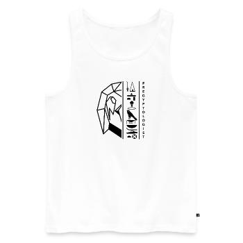 Hieroglyphes Horus - motif noir by Fregyptologist - Débardeur bio Premium Homme - blanc - Devant - Michal (187cm)