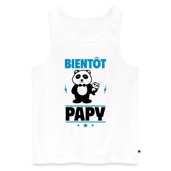 Bientôt Papy – Panda humoristique pour futurs papy - Débardeur bio Premium Homme - blanc - Devant - Michal (187cm)