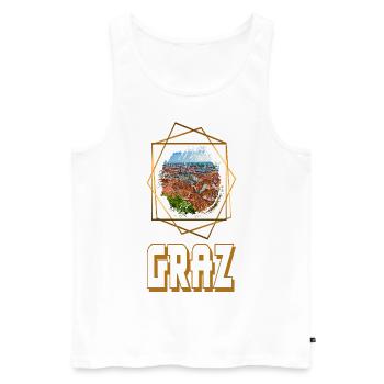 Graz Austria Skyline City Gold Home Love - Men's Premium Organic Tank Top - white - Front - AI Model Male 178 light (178cm)