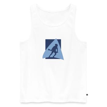 Lacrosse Racket Fogo - Men's Premium Organic Tank Top - white - Front - AI Model Male 178 light (178cm)