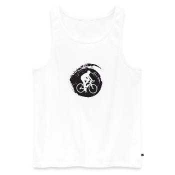 Cycliste à vélo - Débardeur bio Premium Homme - blanc - Devant - Michal (187cm)