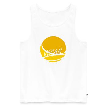 Veganerin Gesund Bio - Männer Premium Bio Tank Top - Weiß - Vorne - Michal (187cm)