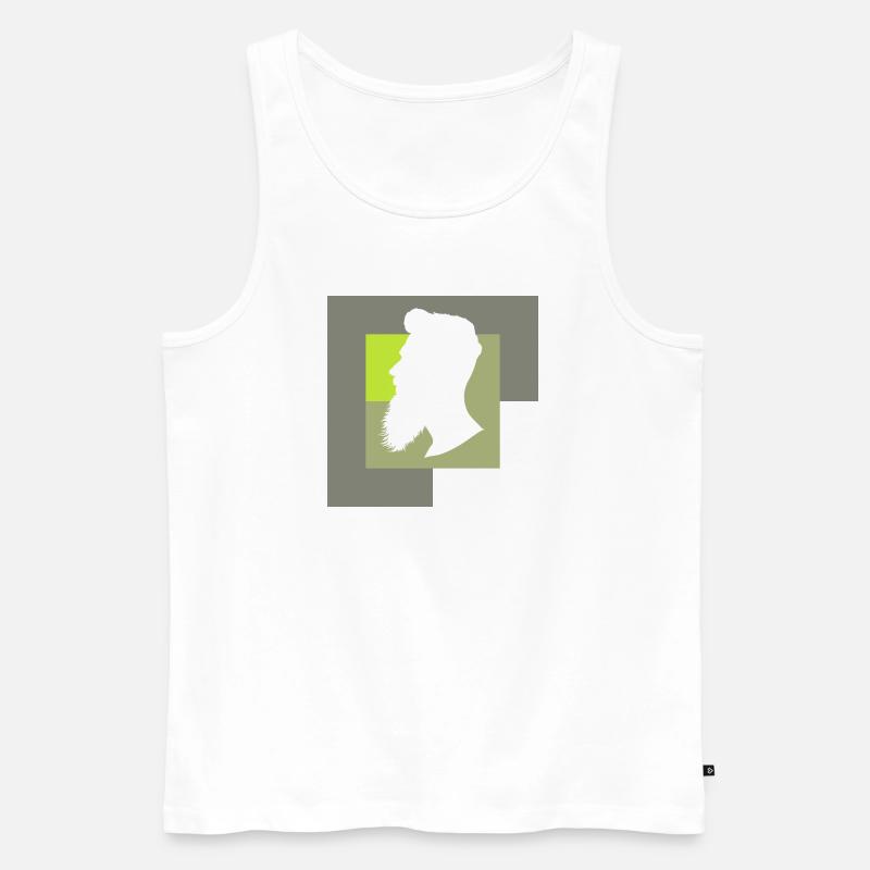Schnurrbart Hipster Baertig - Männer Premium Bio Tank Top - Weiß