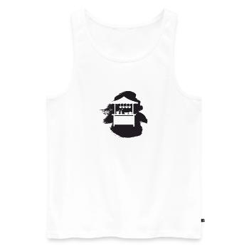 Repas de collation - Débardeur bio Premium Homme - blanc - Devant - AI Model Male 178 light (178cm)
