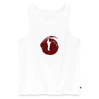 Fishing rod sport fisherman Petri Heil - Men's Premium Organic Tank Top - white - Front - AI Model Male 178 light (178cm)