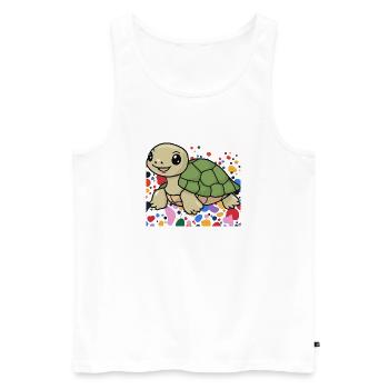 Turtle Slow - Men's Premium Organic Tank Top - white - Front - Michal (187cm)