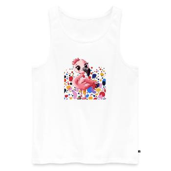 Flamingo Flamenco Tierliebe - Männer Premium Bio Tank Top - Weiß - Vorne - AI Model Male 178 light (178cm)
