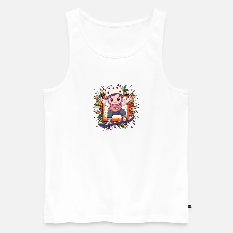 Skate Longboard - Männer Premium Bio Tank Top - Weiß