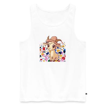 Ziege Ziegenbock Ziegen - Männer Premium Bio Tank Top - Weiß - Vorne - AI Model Male 178 light (178cm)
