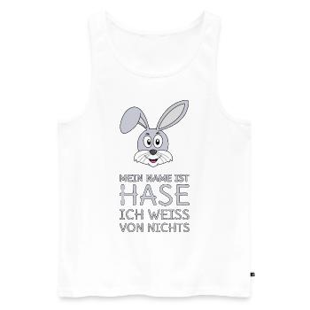 Hase Spruch Mein Name ist Hase Ich weiß von nichts - Männer Premium Bio Tank Top - Weiß - Vorne - Michal (187cm)