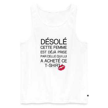 desole femme prise - Débardeur bio Premium Homme - blanc - Devant - AI Model Male 178 light (178cm)