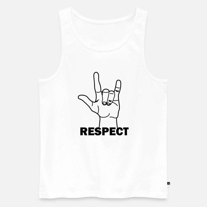 Handgeste Respekt mit Text RESPEKT - Männer Premium Bio Tank Top - Weiß