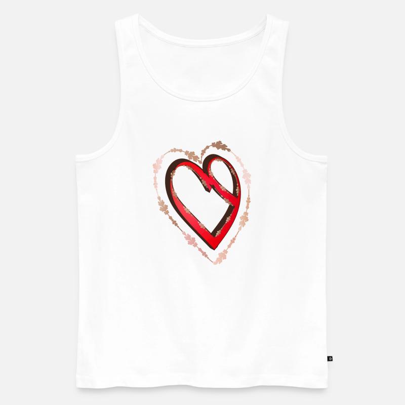nostalgic red calligraphy heart - Men's Premium Organic Tank Top - white
