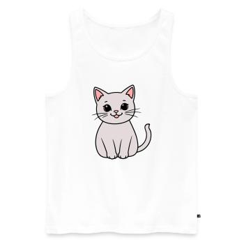 chaton gris - Débardeur bio Premium Homme - blanc - Devant - AI Model Male 178 light (178cm)