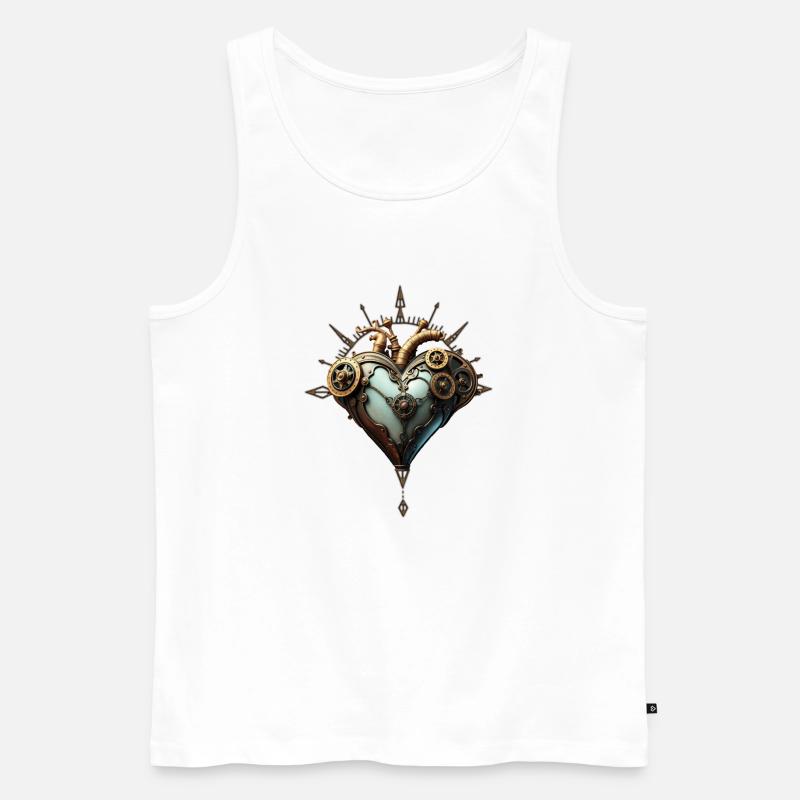 Faszinierendes Steampunk-Herz - Männer Premium Bio Tank Top - Weiß