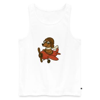 Abenteuerlicher Hund Pilot im Flugzeug - Männer Premium Bio Tank Top - Weiß - Vorne - AI Model Male 178 light (178cm)