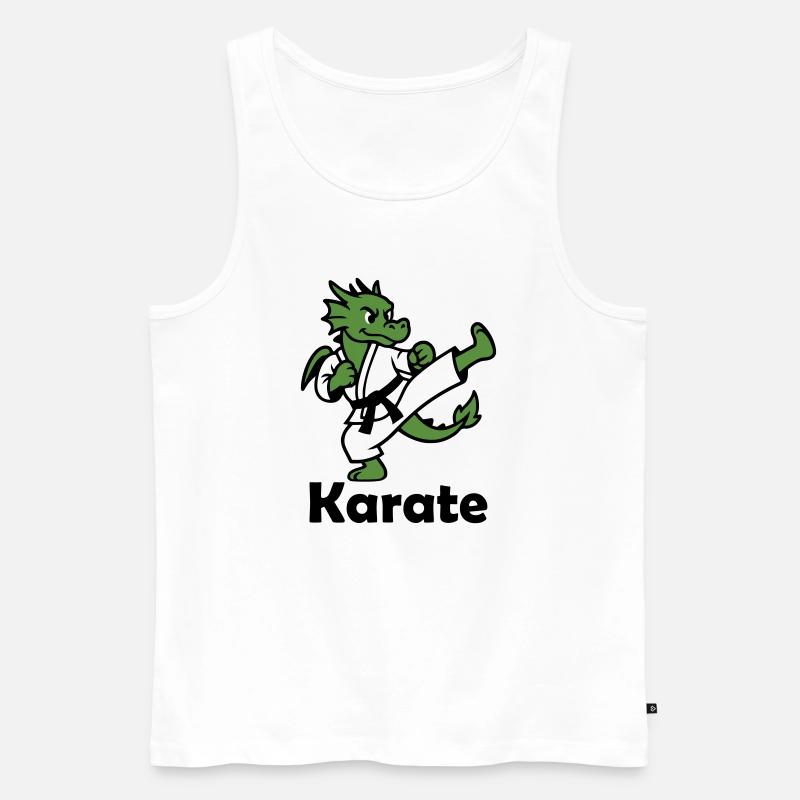 Karate Drache - Männer Premium Bio Tank Top - Weiß