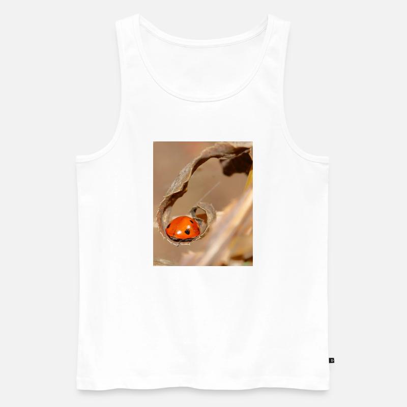 Marienkäfer auf getrocknetem Blatt - Männer Premium Bio Tank Top - Weiß