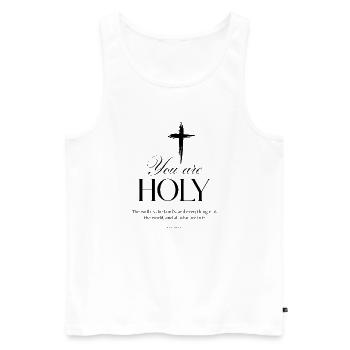You Are Holy – Christliches Design | Isaiah 6:3 - Männer Premium Bio Tank Top - Weiß - Vorne - AI Model Male 178 light (178cm)