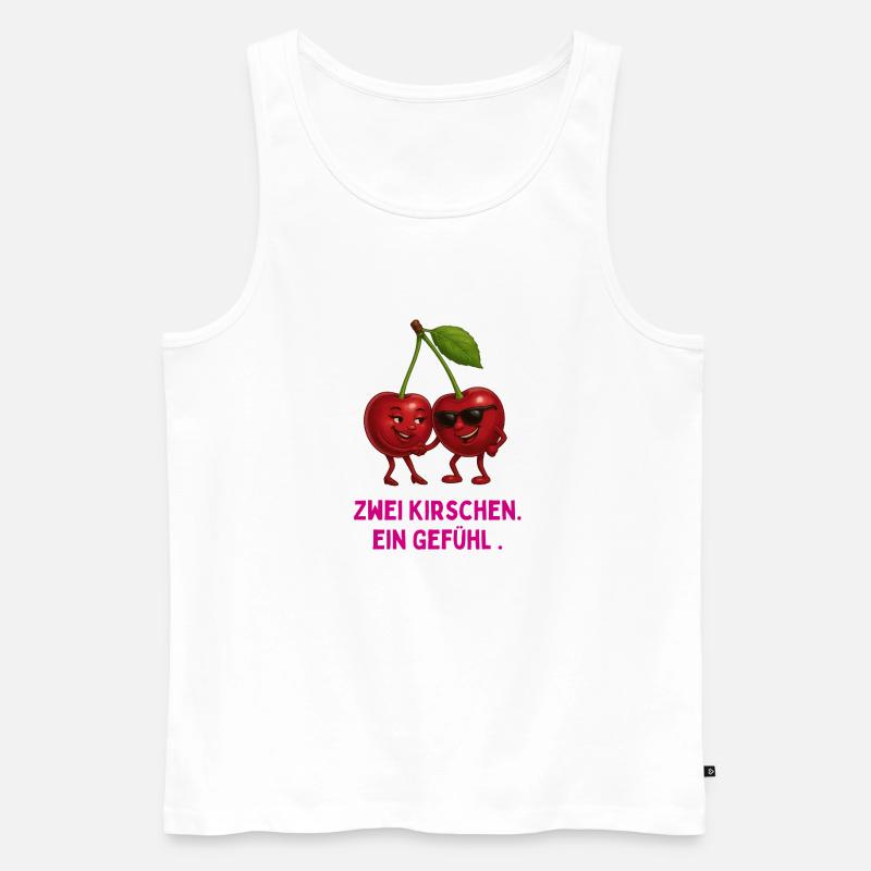 Zwei Kirschen, Ein Gefühl - Männer Premium Bio Tank Top - Weiß