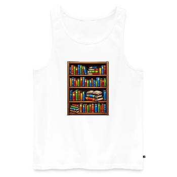 Bookcase Illustrato Library - Men's Premium Organic Tank Top - white - Front - Michal (187cm)