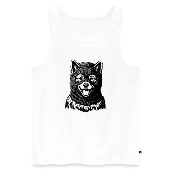 Eurasier | Bandito - Männer Premium Bio Tank Top - Weiß - Vorne - Michal (187cm)