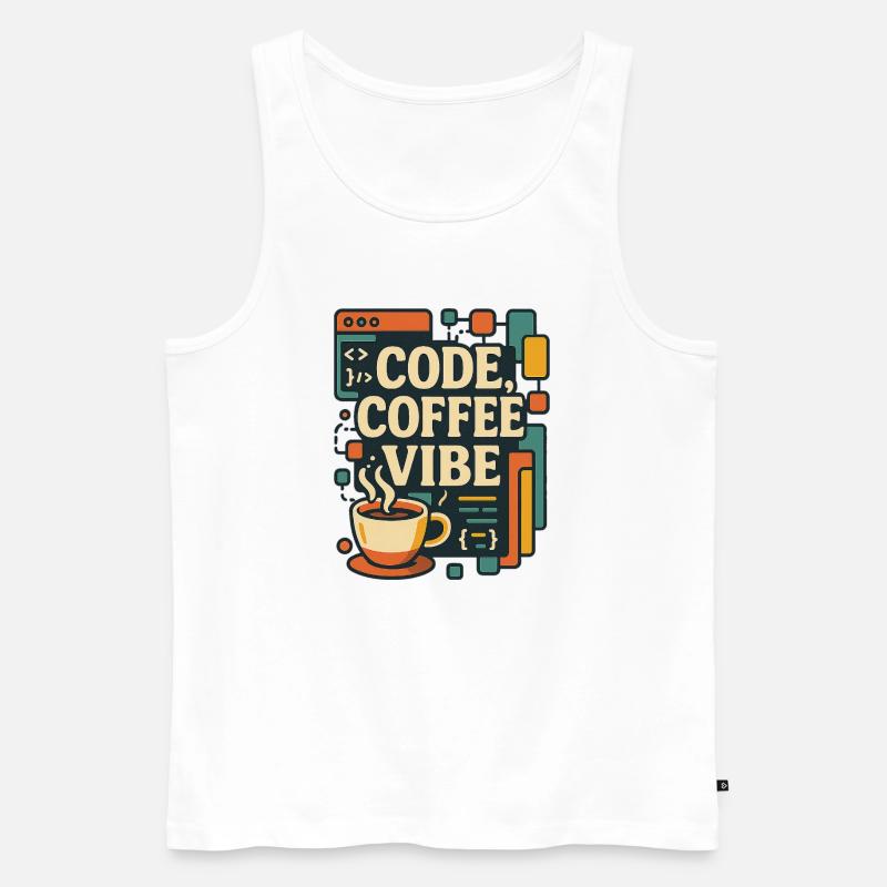 Code Coffee Vibe – Lustiges Programmer T-Shirt - Männer Premium Bio Tank Top - Weiß
