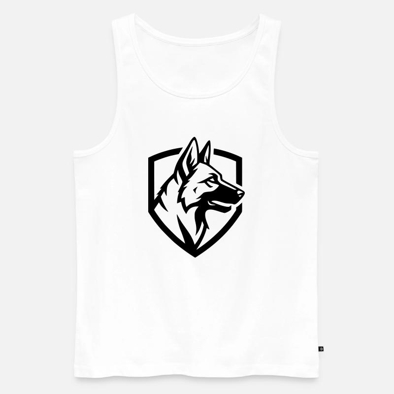 German Shepherd Crest Shield Security - Men's Premium Organic Tank Top - white