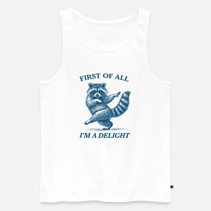 Zunächst einmal bin ich ein Delight-Waschbär - Männer Premium Bio Tank Top - Weiß