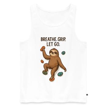Zen Faultier: Grip Let Go Klettern - Männer Premium Bio Tank Top - Weiß - Vorne - AI Model Male 178 light (178cm)