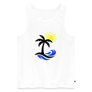 Palm Tree Beach Ocean - Men's Premium Organic Tank Top - white - Front - Michal (187cm)