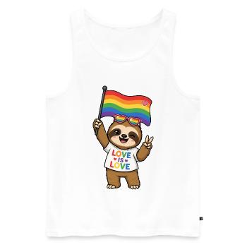 CSD drapeau arc-en-ciel LGBTQ gay, lesbienne queer - Débardeur bio Premium Homme - blanc - Devant - Michal (187cm)