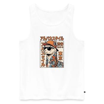 Cooles Alpaka - Männer Premium Bio Tank Top - Weiß - Vorne - Michal (187cm)