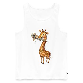 Girafe mignonne pour la rentrée à l’école avec un corne d’école - Débardeur bio Premium Homme - blanc - Devant - Michal (187cm)