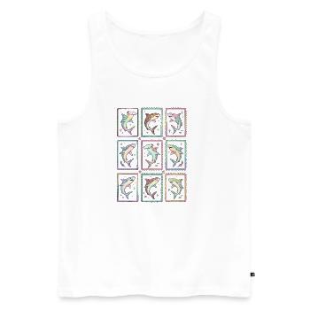 Haifisch Tropischer Ozean-Stempel TShirt Süßer Hai - Männer Premium Bio Tank Top - Weiß - Vorne - Michal (187cm)