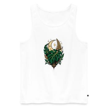 Monstera Moon – Mystisches Botanical Design - Männer Premium Bio Tank Top - Weiß - Vorne - Michal (187cm)