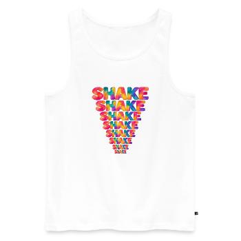 Shake – bunte Aquarelltypografie im Dreieck - Männer Premium Bio Tank Top - Weiß - Vorne - Michal (187cm)