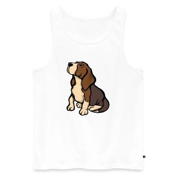Beagle-Porträt in warmen Tönen - Männer Premium Bio Tank Top - Weiß - Vorne - Michal (187cm)