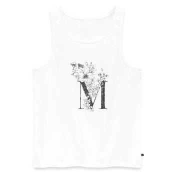 Lettre m - Débardeur bio Premium Homme - blanc - Devant - AI Model Male 178 light (178cm)