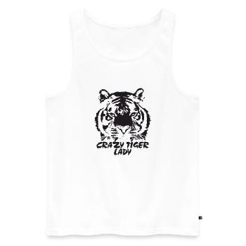 Crazy tiger lady in black - Men's Premium Organic Tank Top - white - Front - Michal (187cm)