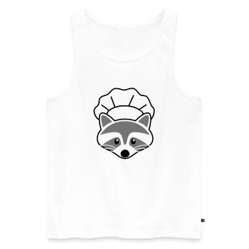 Süßer Waschbär als Koch mit Kochmütze - Männer Premium Bio Tank Top - Weiß - Vorne - Michal (187cm)