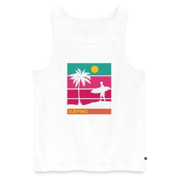 Surfing Surfboard Surfer Geschenksidee - Männer Premium Bio Tank Top - Weiß - Vorne - Michal (187cm)