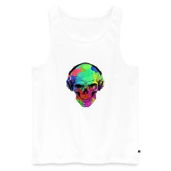 FUNNY HALLOWEEN RAINBOW SKULL AND HEADPHONE - Men's Premium Organic Tank Top - white - Front - Michal (187cm)