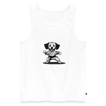 Karaté Chien Drôle - Débardeur bio Premium Homme - blanc - Devant - Michal (187cm)