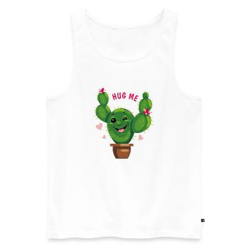 Lächelnder Kaktus. Umarme mich - Männer Premium Bio Tank Top - Weiß - Vorne - Michal (187cm)