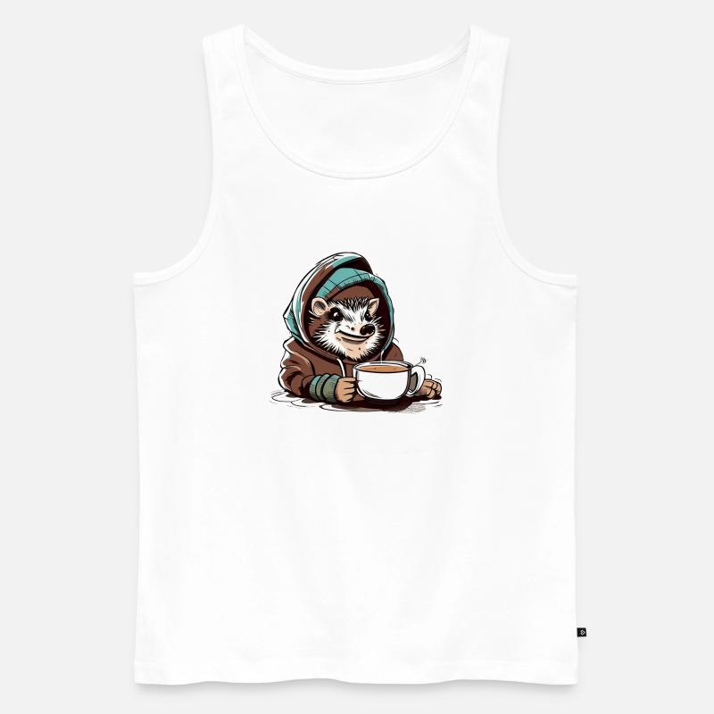 Igel der Tee trinkt - Männer Premium Bio Tank Top - Weiß