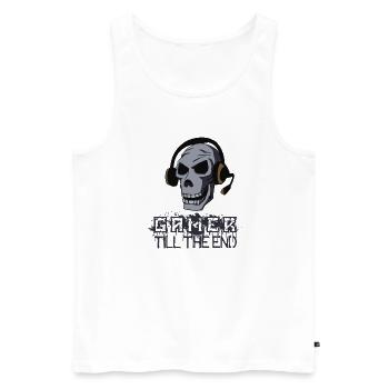 Crâne de gamer - Débardeur bio Premium Homme - blanc - Devant - Michal (187cm)